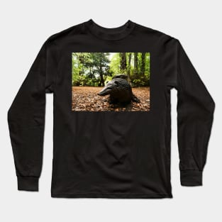 Wooden carving of big badger Long Sleeve T-Shirt